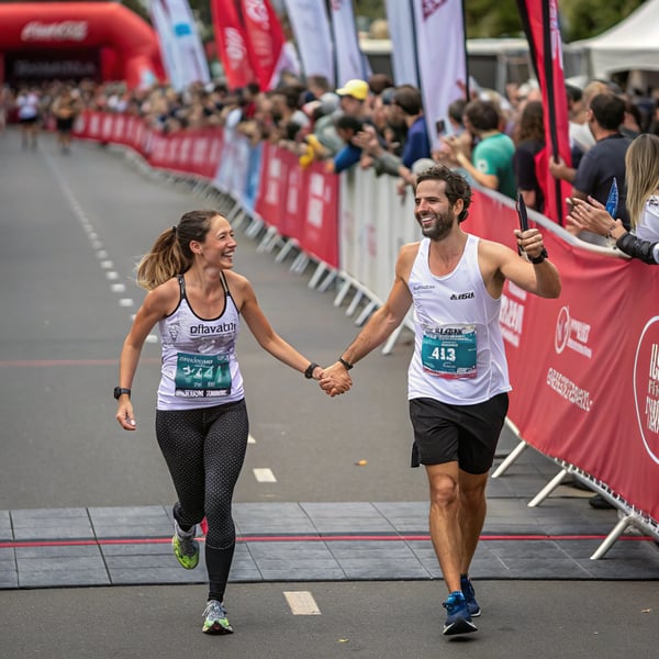 Runner crossing finish line